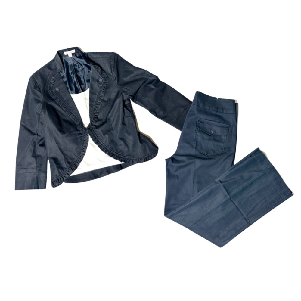John Paul Richard Navy Blue Pantsuit Suit Set medium size 8